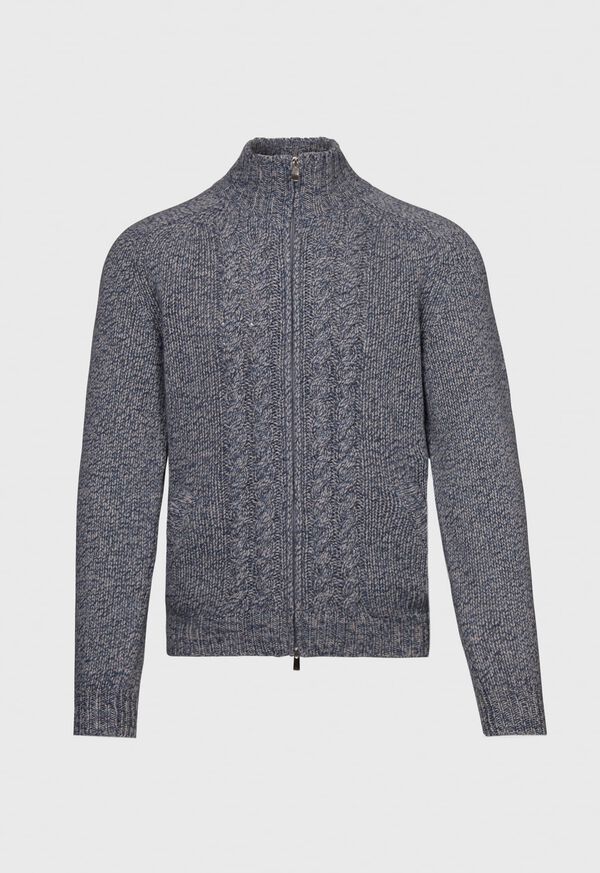 Paul Stuart Marled Full Zip Cardigan with Front Cable Detail, image 1