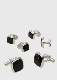 Paul Stuart Black Onyx & Gold Vermeil Square Cufflink Stud Set, thumbnail 1