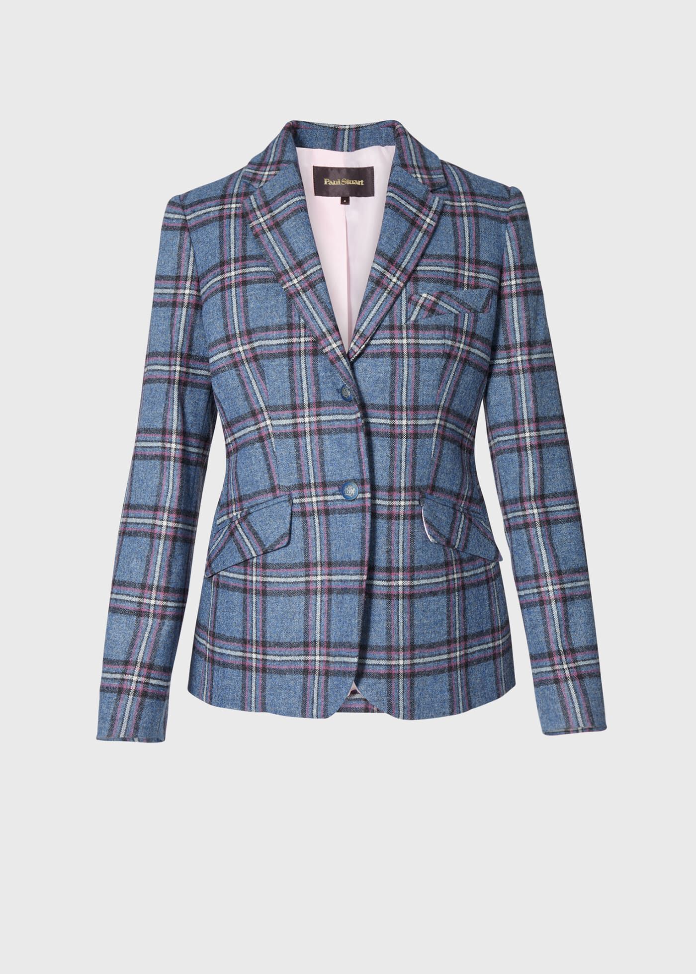 Blue tartan blazer womens store