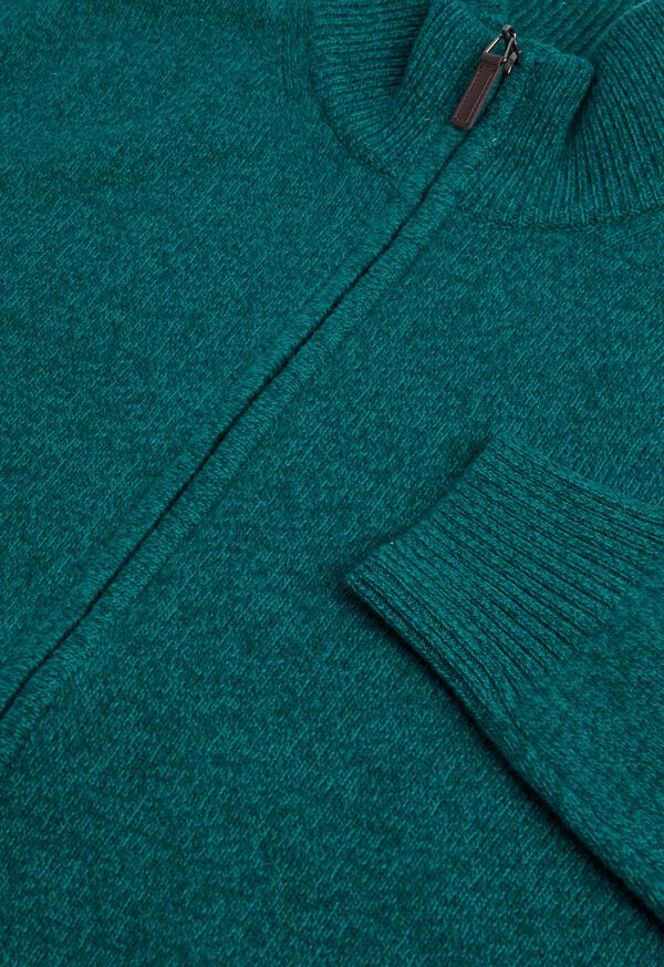 Paul Stuart Wool and Cashmere Blend Moulinee Full Zip Sweater, image 2