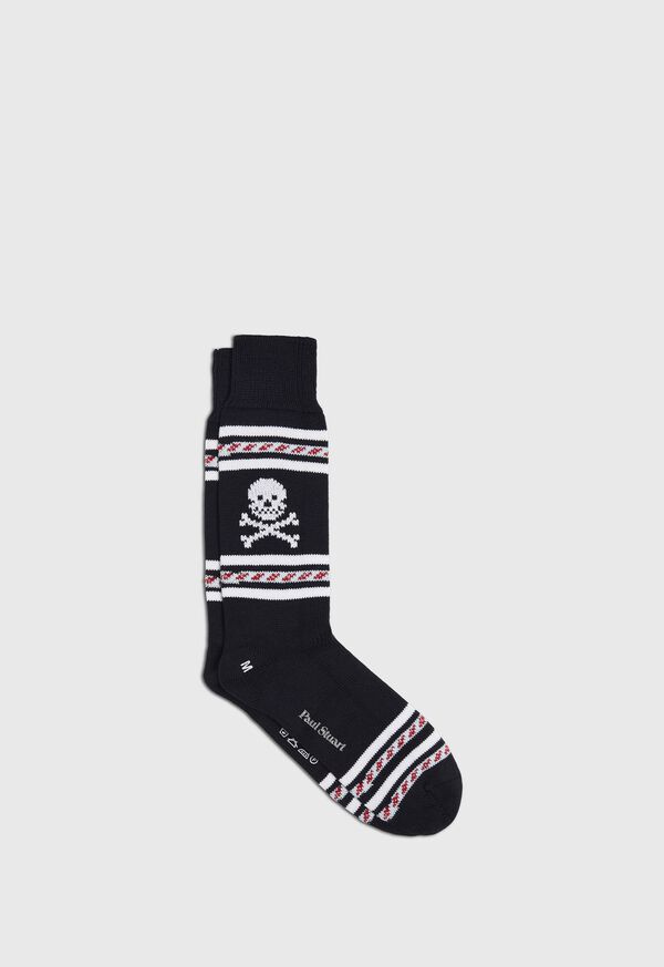 Paul Stuart Heavyweight Skull Motif Crew Sock, image 1
