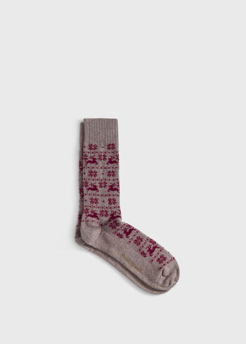 Paul Stuart Wool Blend Reindeer & Snowflake Sock