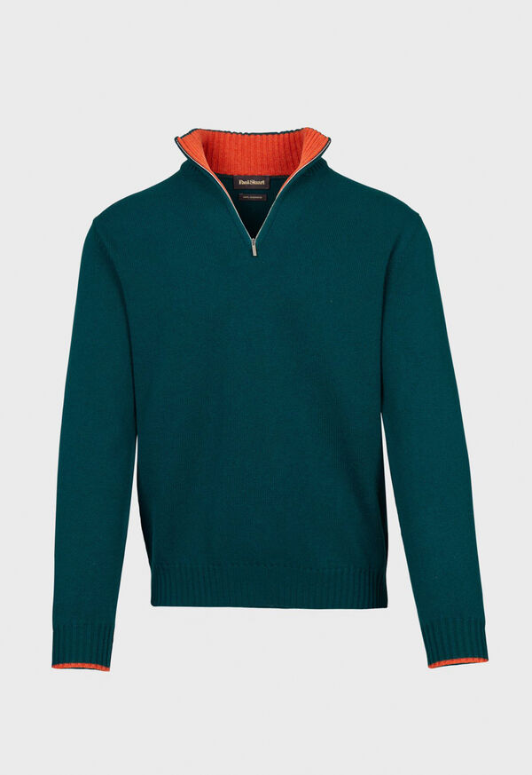 Paul Stuart Cashmere 1/4 Zip Sweater with Inside Contrast