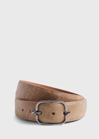 Paul Stuart Textured Leather Belt with Silver Buckle, thumbnail 1