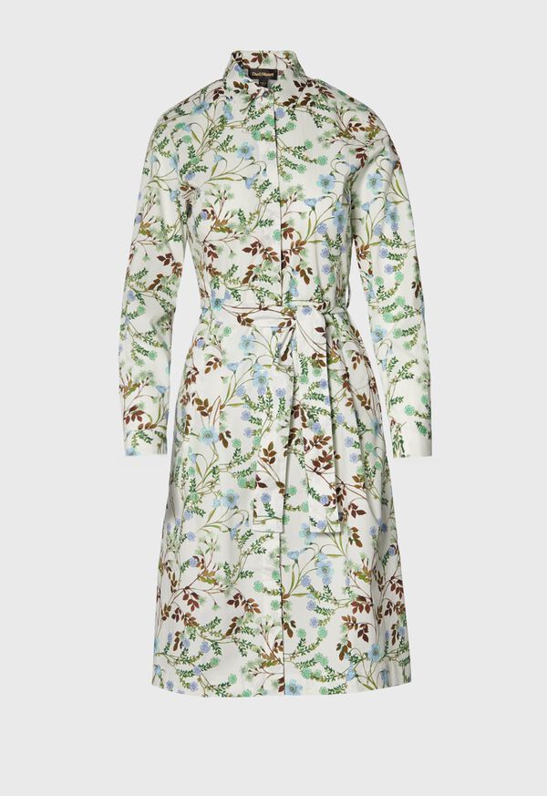 Paul Stuart Cotton Floral Belted Shirt Dress, image 1