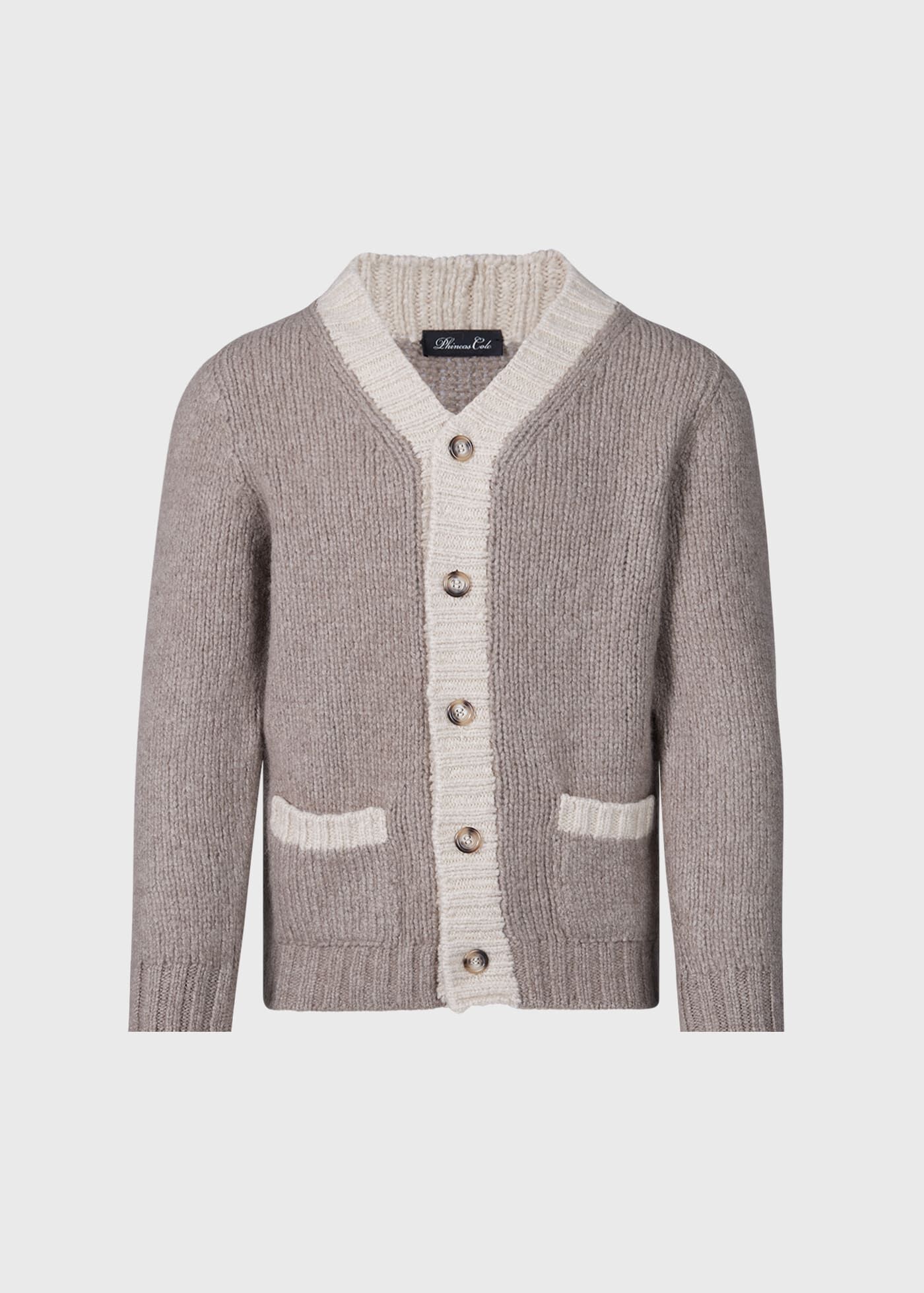 Two Tone Cashmere Cardigan Sweater