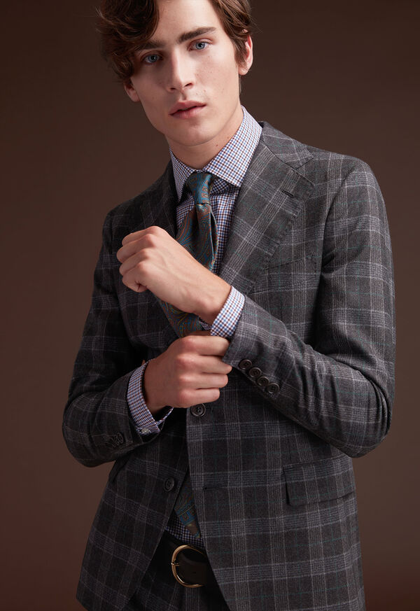 Grey Plaid Wool Suit