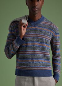 Paul Stuart Linen Fair Isle V-neck Sweater, thumbnail 2