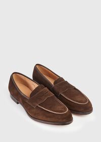 Paul Stuart Chocolate Brown Suede Rosebery Penny Loafer, thumbnail 3