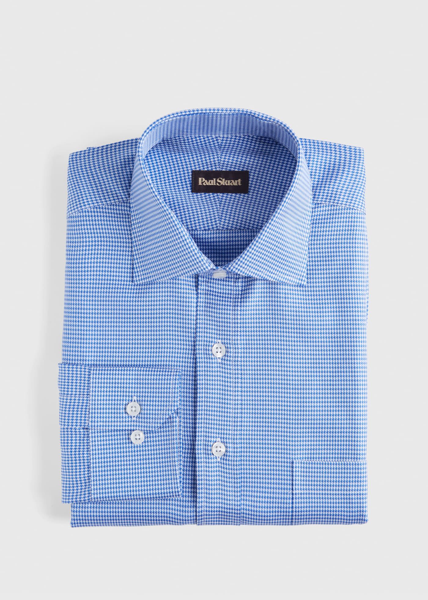 Royal Blue Twill Houndstooth Dress Shirt