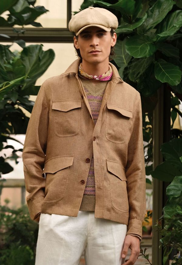 Paul Stuart Linen Houndstooth Safari Jacket, image 2