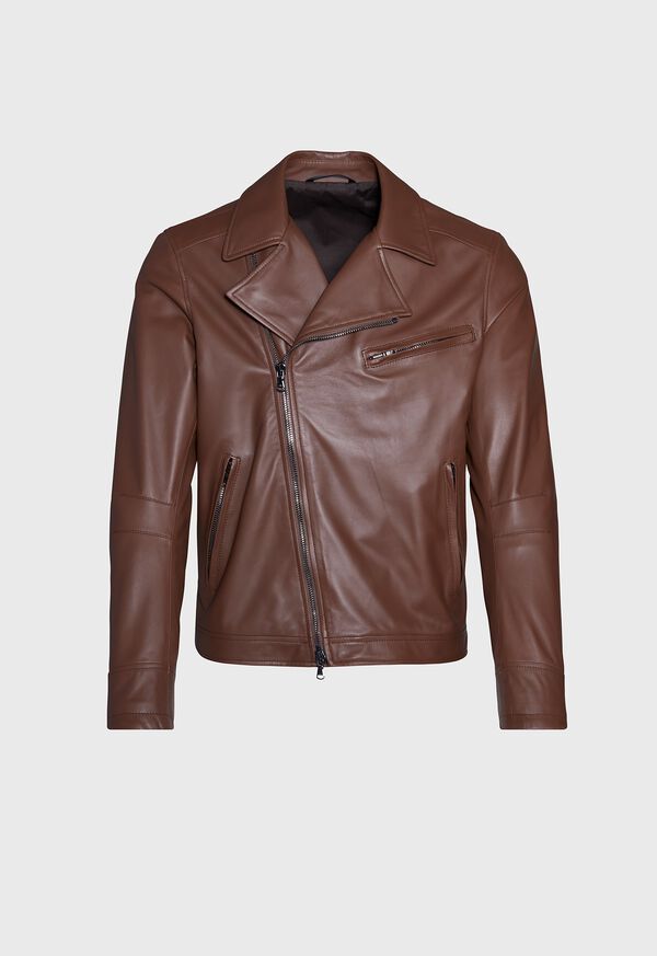 Paul Stuart Leather Embroidered Motorcycle Jacket, image 2