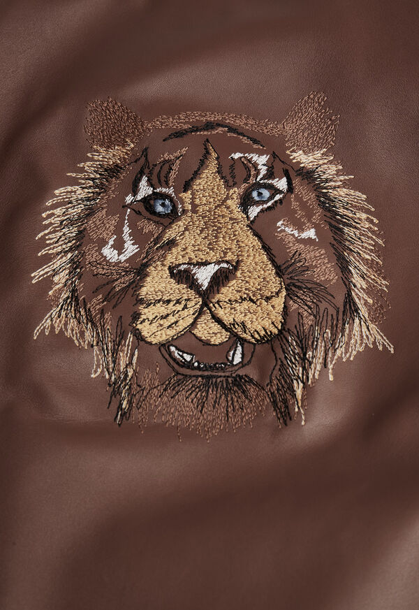 Paul Stuart Leather Embroidered Motorcycle Jacket, image 3