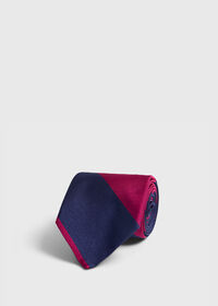 Paul Stuart Woven Silk Two Color Bar Stripe Tie, thumbnail 1