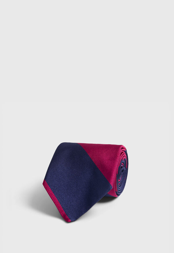 Paul Stuart Woven Silk Two Color Bar Stripe Tie, image 1