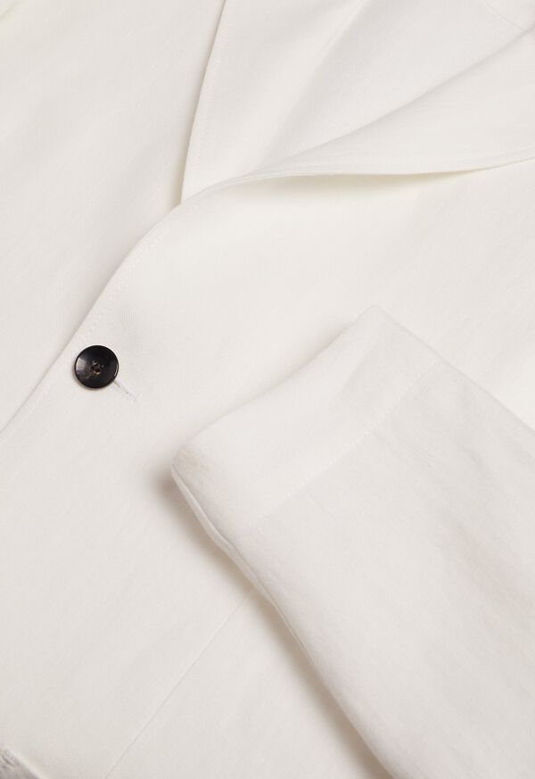 Paul Stuart White Solid Linen Shirt Jacket, image 2