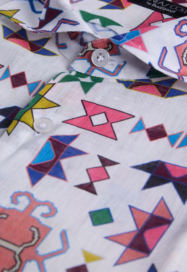 Paul Stuart Geometric Printed Linen Shirt, image 2
