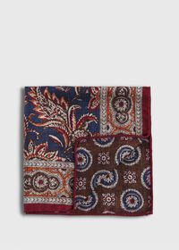 Paul Stuart Paisley Silk Reversible Pocket Square, thumbnail 1