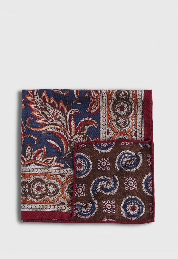 Paul Stuart Paisley Silk Reversible Pocket Square, image 1