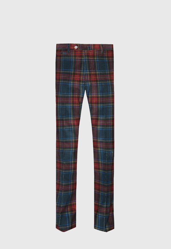 Paul Stuart Green Multi Printed Plaid Corduroy Pant, image 1