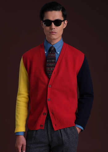 Paul Stuart Wool Colorblock Cardigan