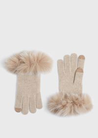 Paul Stuart Knit Fur-Trim Gloves, thumbnail 1