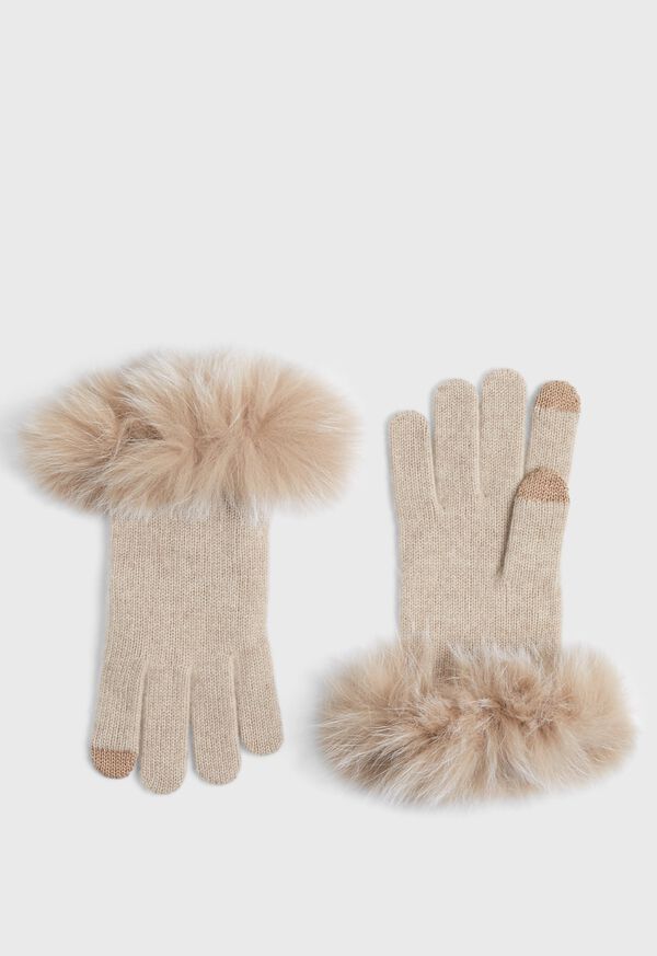 Paul Stuart Knit Fur-Trim Gloves, image 1