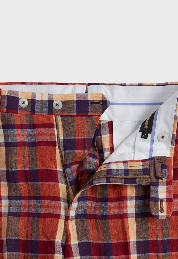 Paul Stuart Linen Plaid Plain Front Dress Trouser, image 2