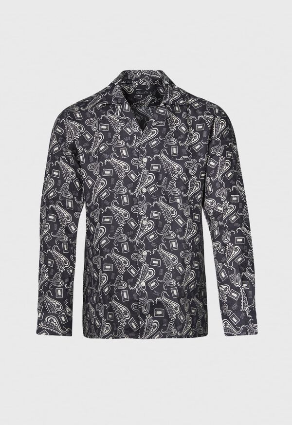 Paul Stuart Printed Linen Camp Collar Sport Shirt, image 1