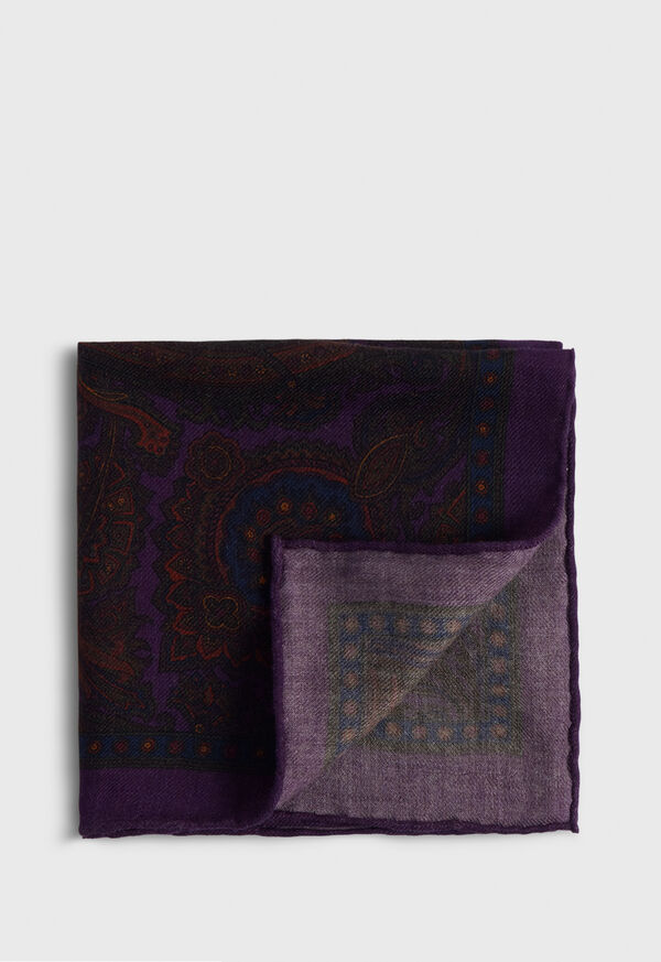 Paul Stuart Wool Paisley Pocket Square, image 1