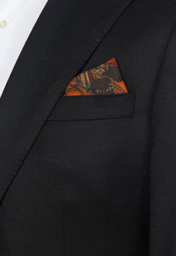 Paul Stuart Armed Fox Print Wool Pocket Square, image 16