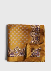 Paul Stuart Center Medallion with Paisley Border Pocket Square, thumbnail 1