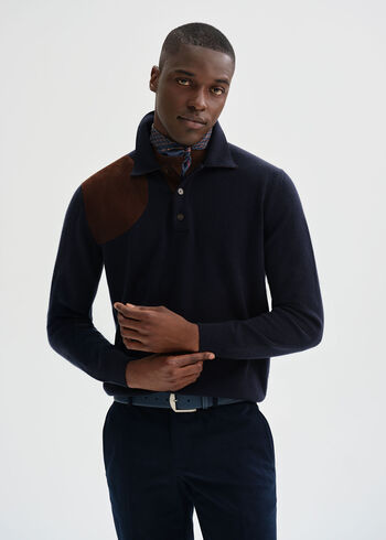 Paul Stuart Cashmere Polo with Suede Trim