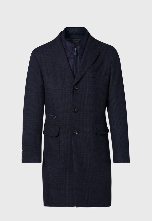 Paul Stuart Wool and Cashmere Plaid Hybrid Coat with Gilet, image 1