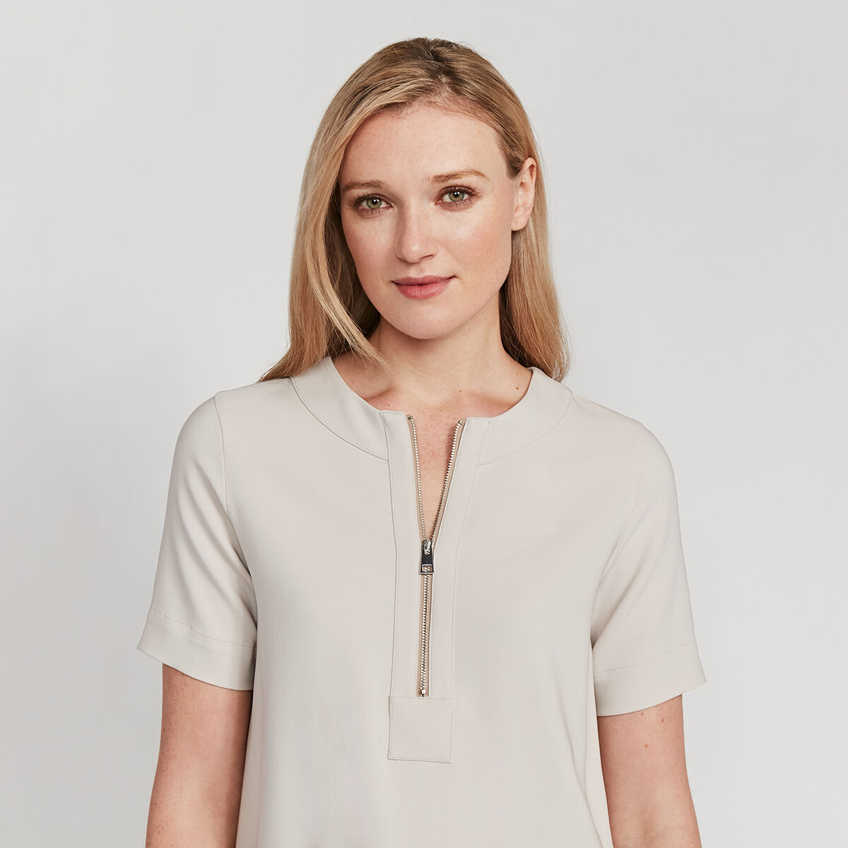 blouse with zip front