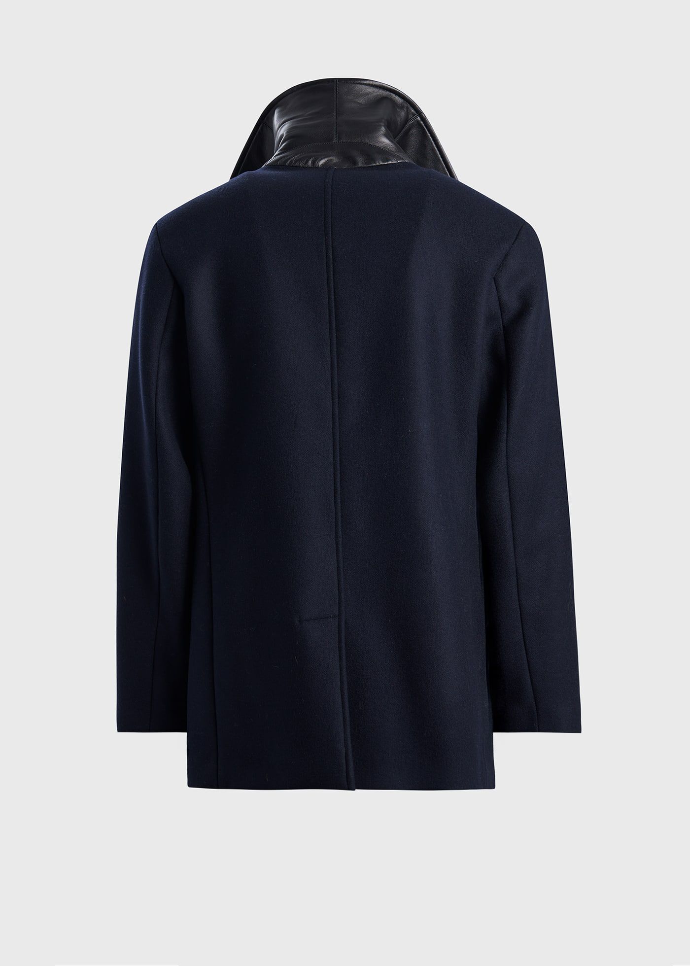 Modern Peacoat with Leather Detail