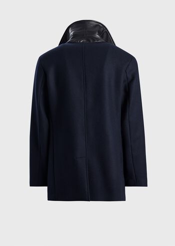 Paul Stuart Modern Peacoat with Leather Detail