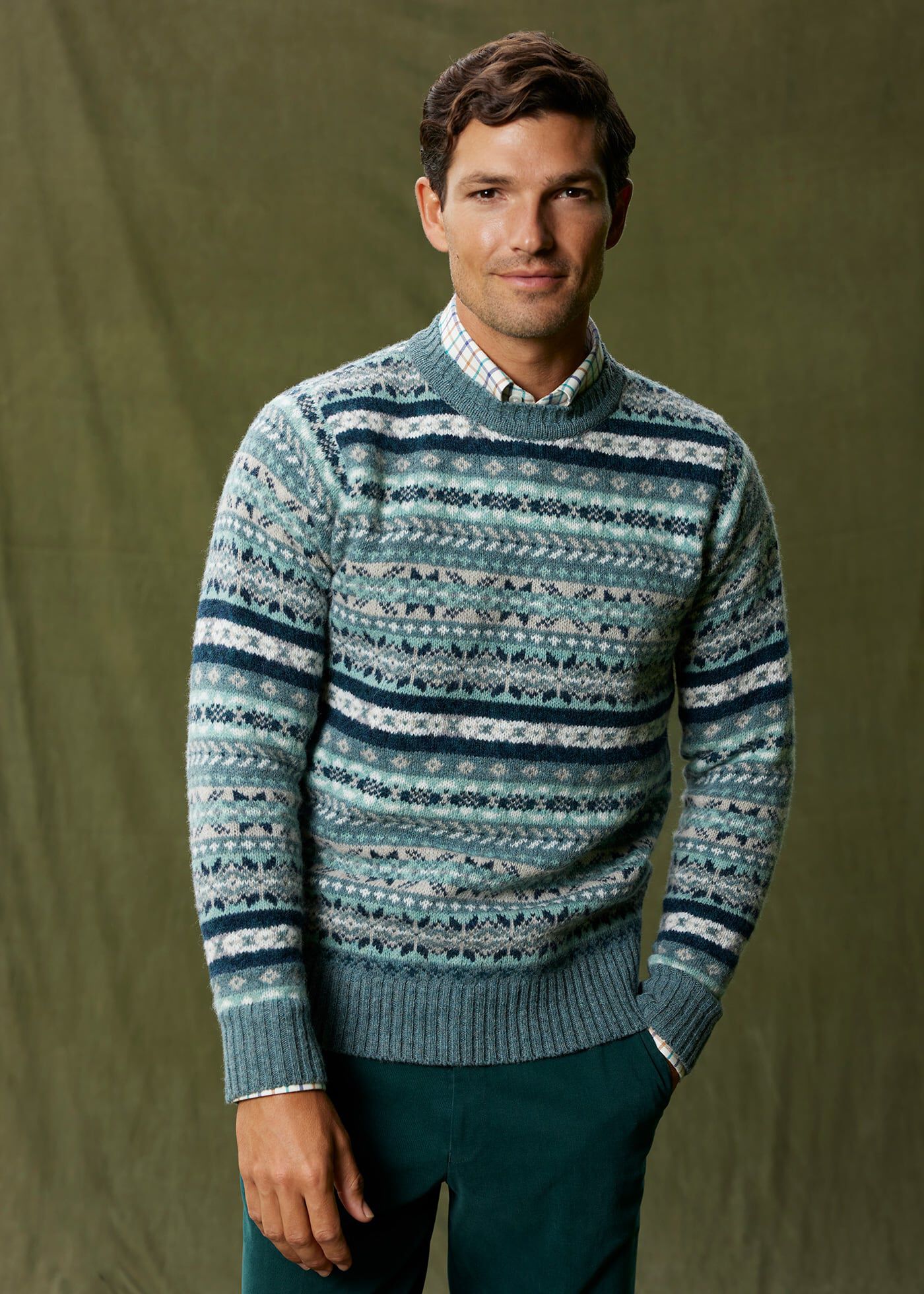 Mens wool fair isle sweater clearance