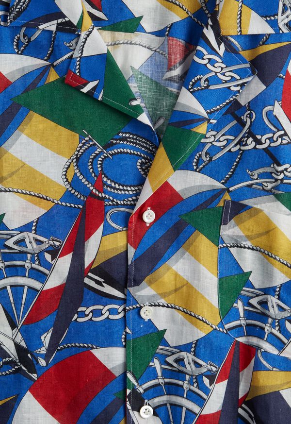 Paul Stuart Printed Linen Camp Collar shirt, image 2