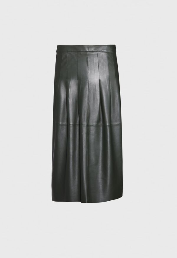 Paul Stuart Pleated Leather Skirt, image 1