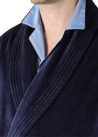 Paul Stuart Navy Terry Cotton Velour Robe, thumbnail 4