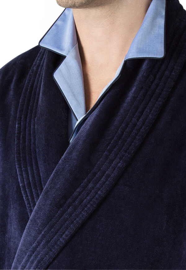 Paul Stuart Navy Terry Cotton Velour Robe, image 4