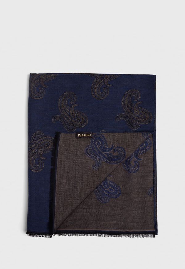 Paul Stuart Jacquard Paisley Wool Blend Scarf, image 1