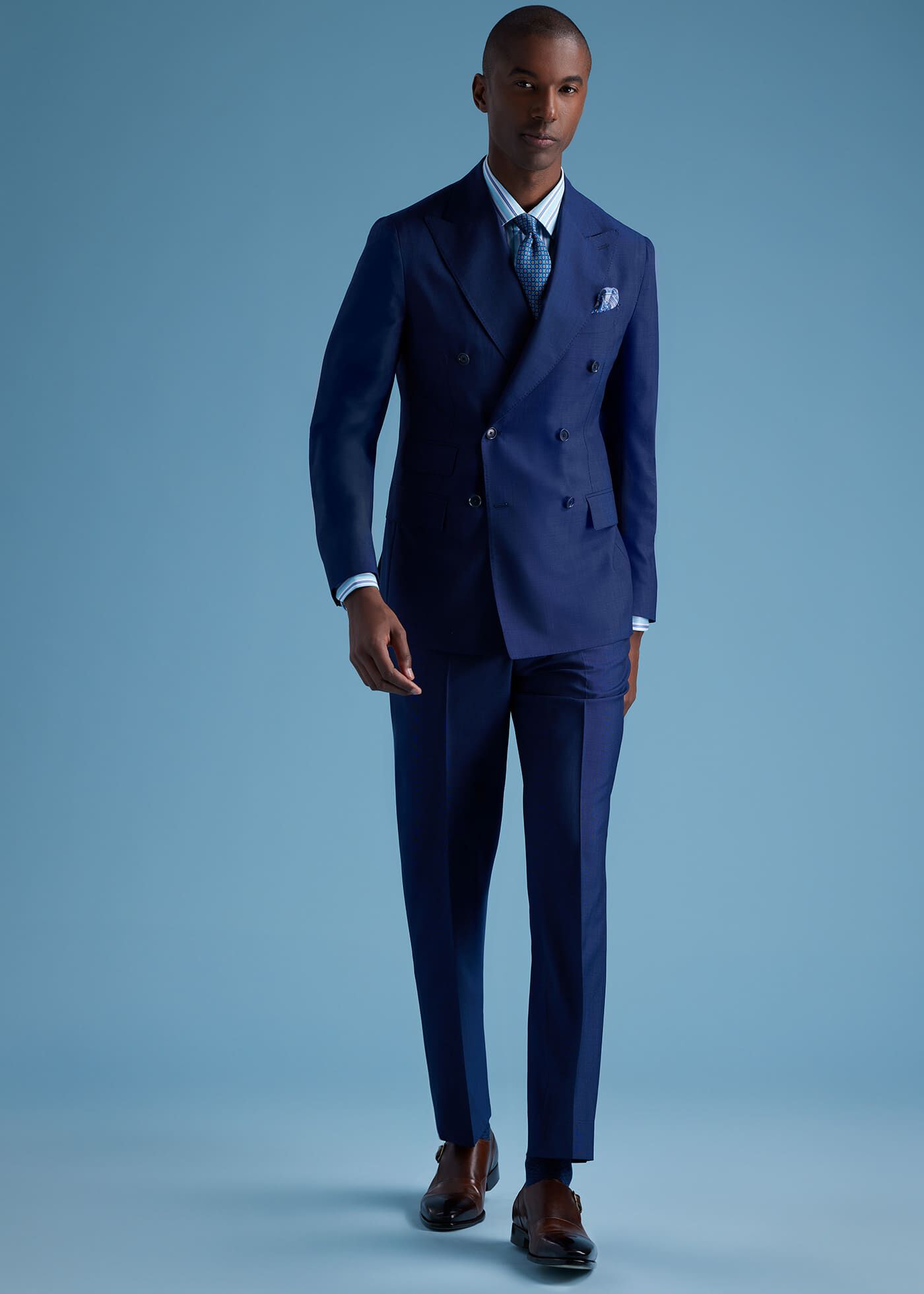 Double Breasted Tick Weave Suit
