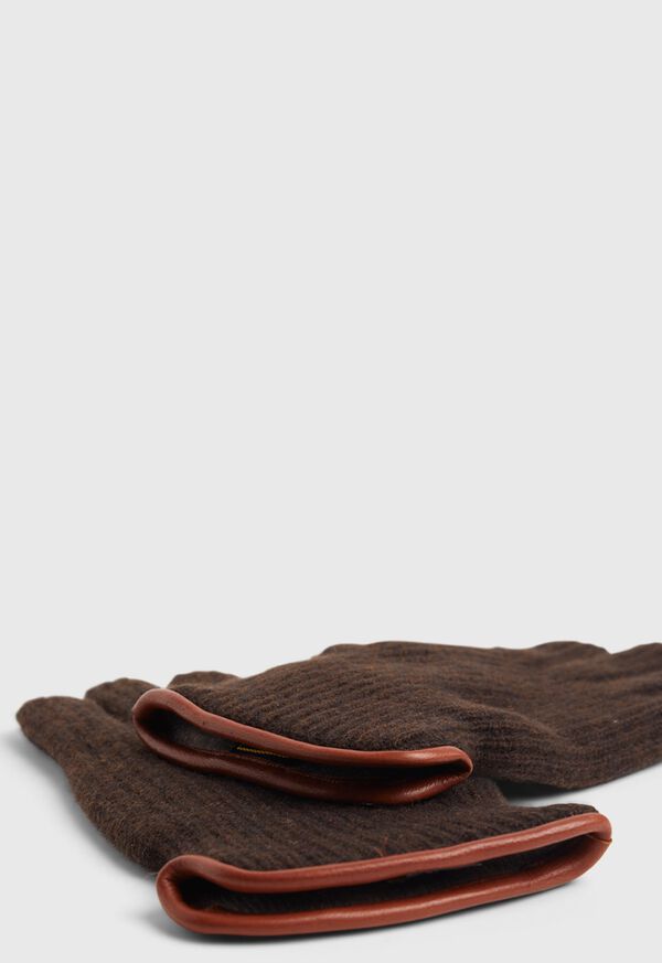 Paul Stuart Cashmere Ribbed Glove with Leather Trim Cuff, image 2