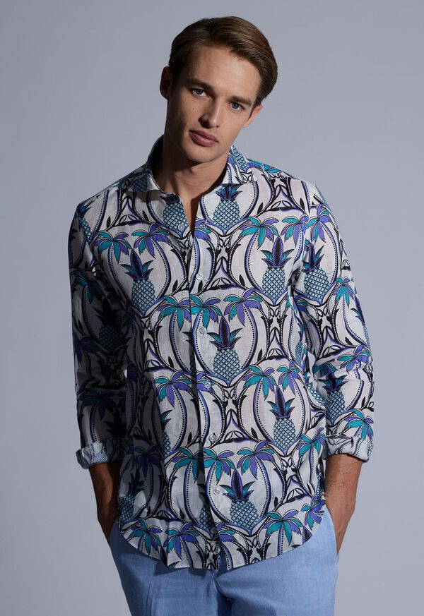 Paul Stuart Printed Linen Sport Shirt, image 2