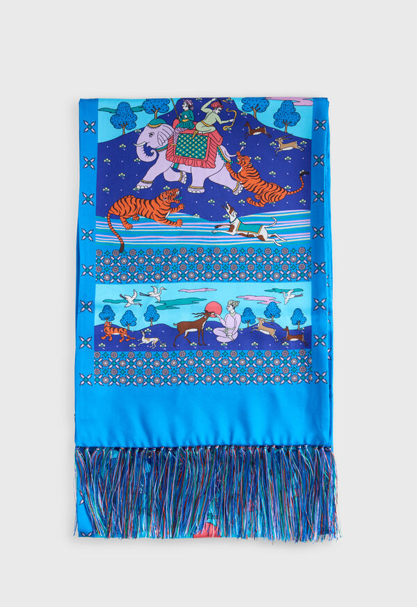 Paul Stuart Silk Tiger Scene Printed Scarf, image 2