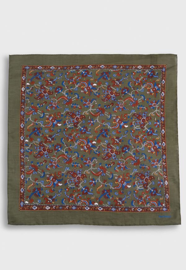 Paul Stuart Linen & Cotton Tapestry Print Pocket Square, image 2