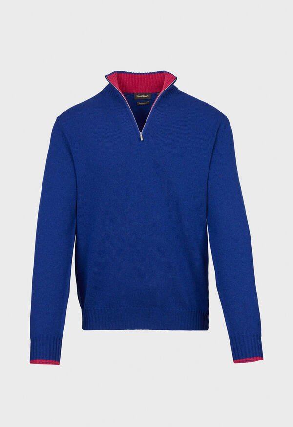 Paul Stuart Cashmere 1/4 Zip Sweater with Inside Contrast, image 1