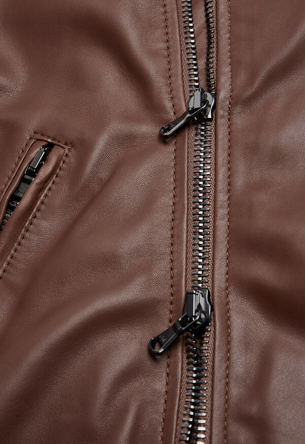 Paul Stuart Leather Embroidered Motorcycle Jacket, image 5
